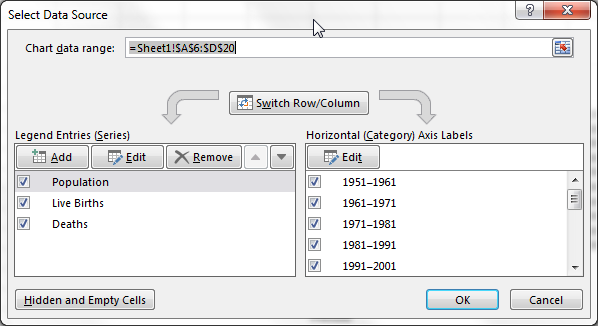 Excel Data Range név adatsor