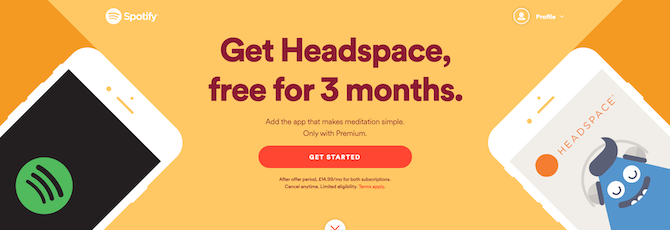 Spotify Premium a Headspace segítségével