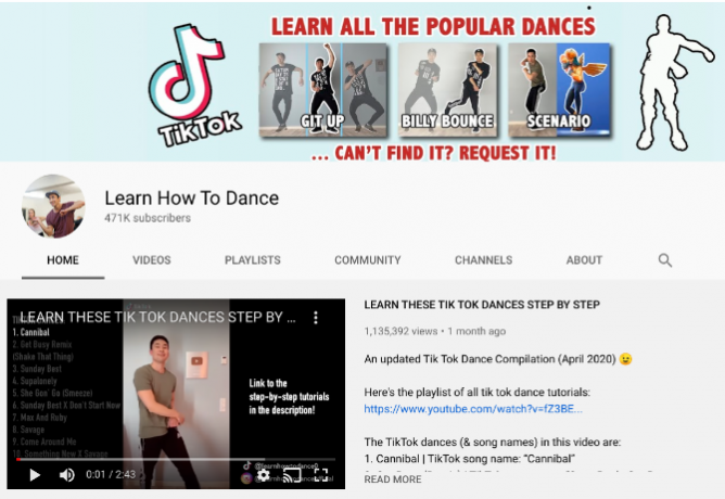 Tanulja meg, hogyan kell táncolni A YouTube-csatorna részletes útmutatásokat tartalmaz a fortnite táncokról, tiktok táncokról és más trend táncmozdulatokról.