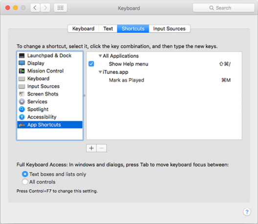 mac-custom-billentyűzet shortcut-ablak