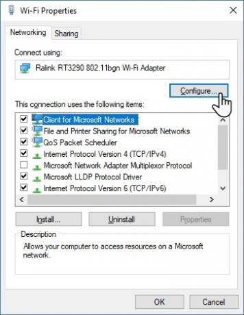 A Wi-Fi kikapcsolása az Ethernet csatlakoztatásakor a Windows 10 Wifi tulajdonságai között