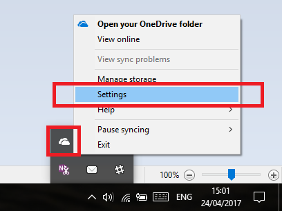 onedrive beállítások Windows 10