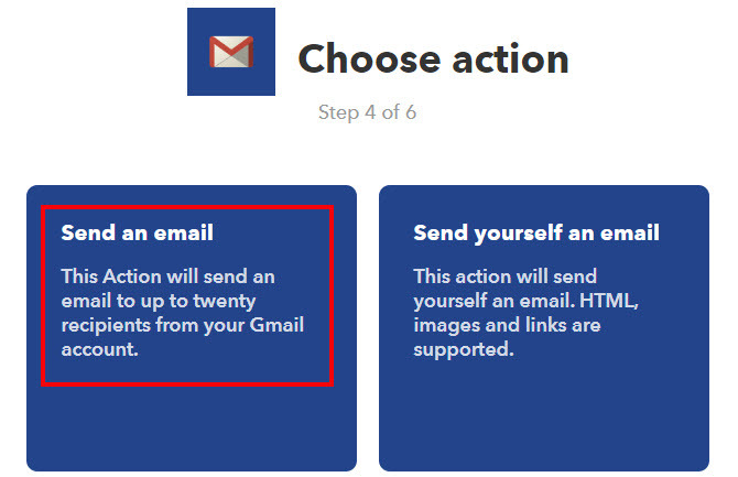 ifttt küldjön egy e-mail műveletet