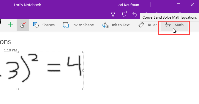 Kattintson a Matematika elemre a Rajzolás fülön
