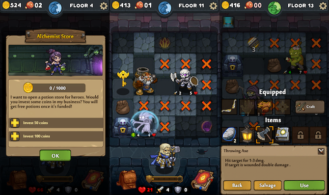 dungelot összetört földeket ios roguelike