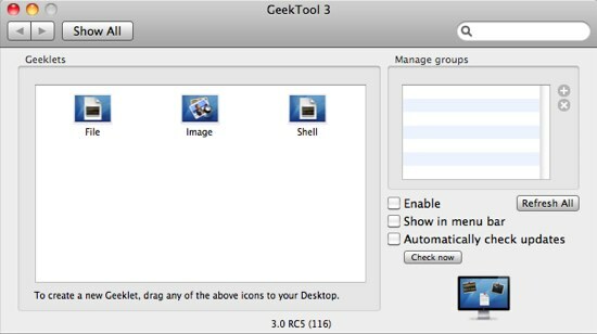 GeekTool - Rendszerinformációk megjelenítése a Mac számítógépen a 01c stílusban. Beállítások GeekTool 3