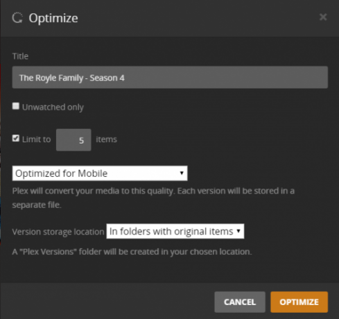 a plex média optimalizálása