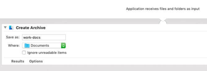Az Automator alkalmazás archívumot hozhat létre a kiválasztott fájlok közül a Mac rendszeren