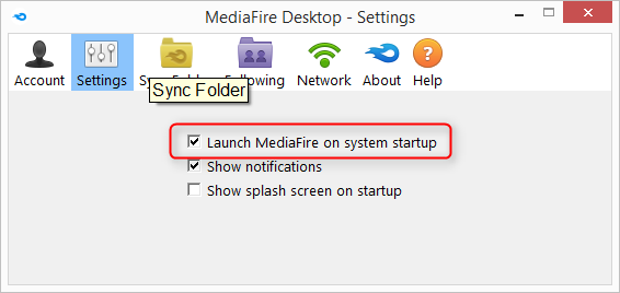 indítsa el a mediafire-t a rendszer indításakor