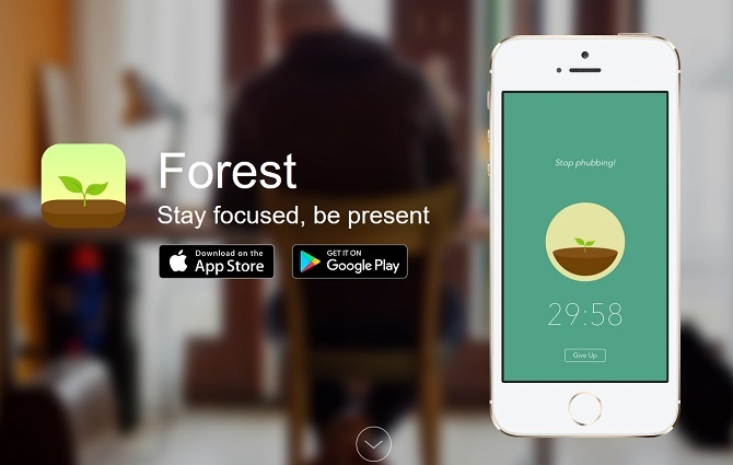 Az Forest App webhely képernyőképe