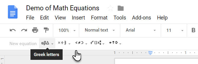 Matematikai egyenlet-szerkesztő a Google Docs-ban