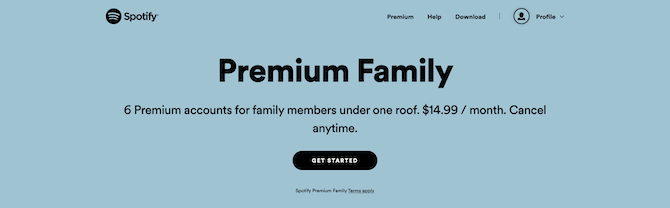 Spotify prémium család