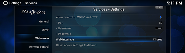 XBMC-kórus-beállítások