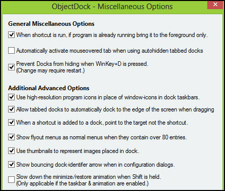 ObjectDock: Az asztal gyors testreszabása és funkcionalitásának növelése [Windows] ObjectDock beállítások Egyéb lehetőségek