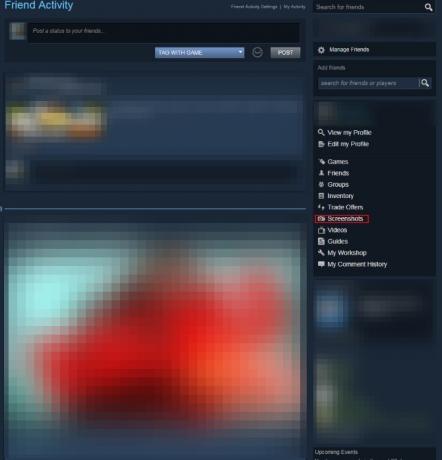 Steam fiók menü képernyő