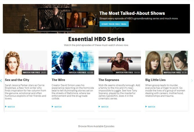 Nézze meg az ingyenes epizódok HBO webhelyét