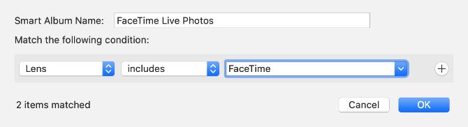 A FaceTime Live Photos intelligens album szűrőit