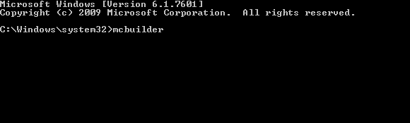 Futtassa az mcbuilder programot a Windows 7 parancssorában