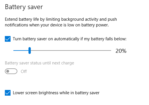 akkumulátor-megtakarító képernyő fényereje Windows 10