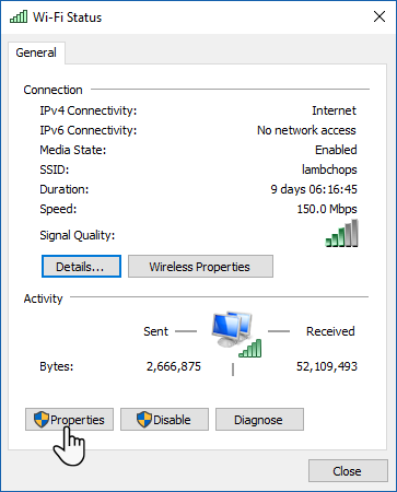 A Wi-Fi kikapcsolása az Ethernet csatlakoztatásakor a Windows 10 WiFi állapotban 1