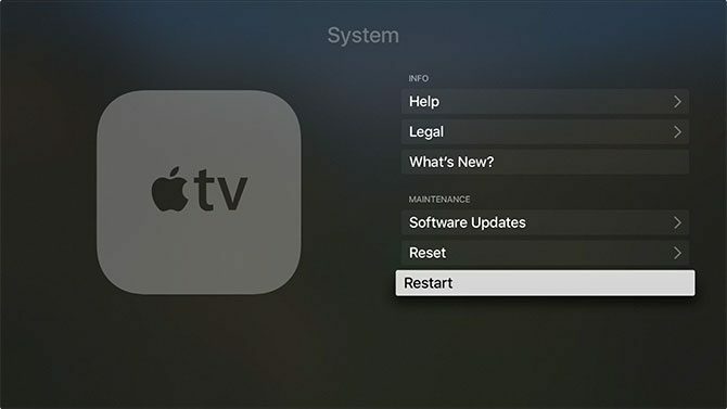 Indítsa újra az Apple TV-t