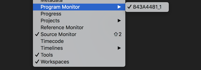 Premiere Pro program monitor menüpontjai