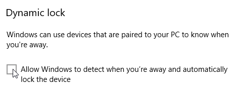 Windows 10 beállított dinamikus zár
