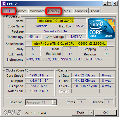CPU-Z rendszerinformációk