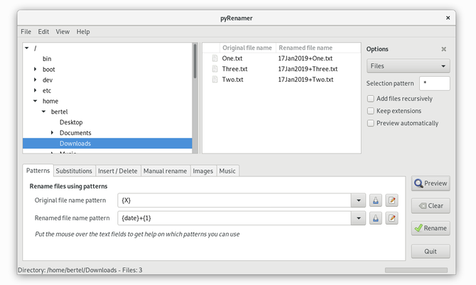 Fájlok átnevezése a Linuxon a pyRenamer használatával
