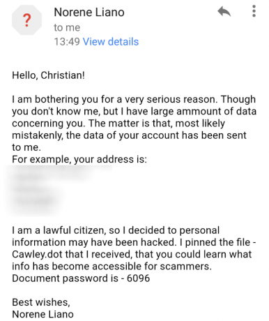 Ne tévesszen meg az új "Hasznos" e-mail Scam muo új email scam msg