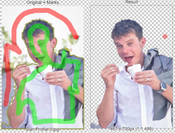 A ClippingMagic egyszerűen eltávolítja a 658x500 méretű előnézeti képpel rendelkező háttérképét