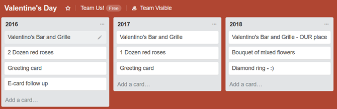 trello tippek szeretik a romantika dátumokat