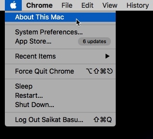 Mac menü (kattintson az Apple ikonra)