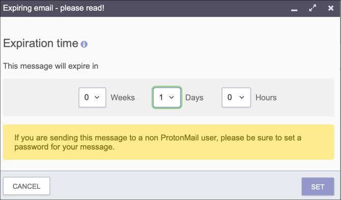 ProtonMail lejáró e-mail