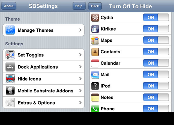 SBSettings elrejtése