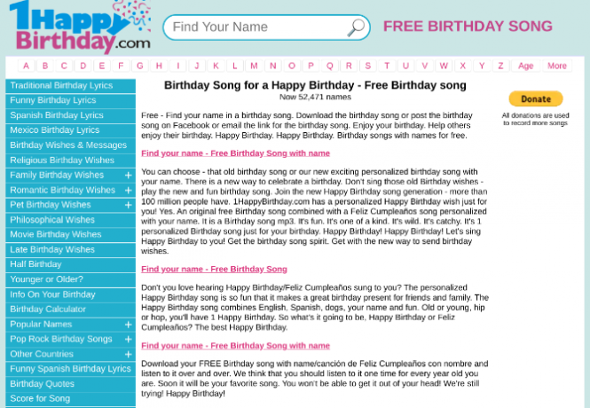 1 A Happy Birthday egy ingyenes, egyedi születésnapi dalt tartalmaz a neveddel