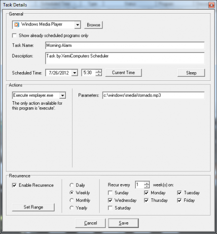 ütemezés alkalmazás Windows 7