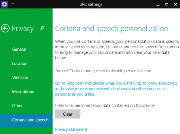 Cortana adatvédelem