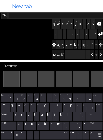 Windows 8 IE billentyűzetek