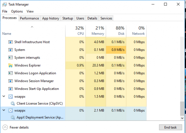 mi a wsappx és miért bocsátja ki a magas cpu ram a Windows 10-et?