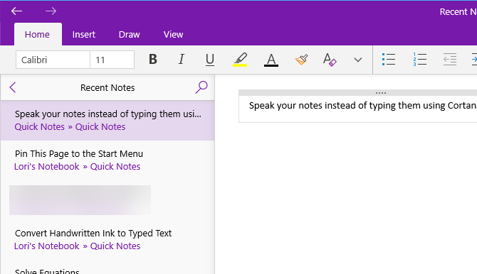 Megjegyzés hozzáadva a OneNote-hoz a Cortana használatával