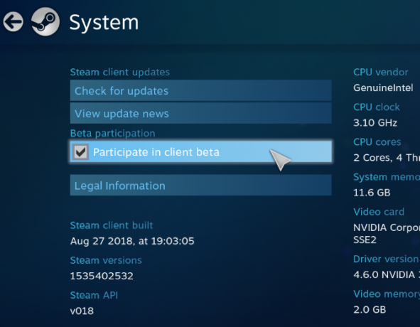 Csatlakozzon a Steam béta programhoz nagy kép módban