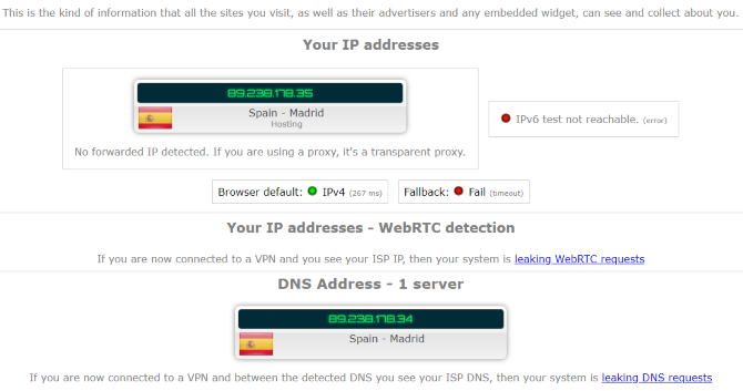 IP-szivárgás VPN tesztelése Spanyolországban