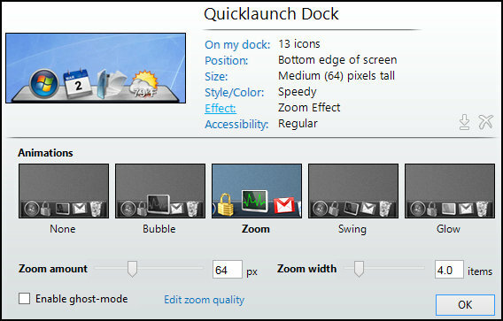 ObjectDock: Az asztal gyors testreszabása és funkcionalitásának növelése [Windows] ObjectDock Settings Home Effect