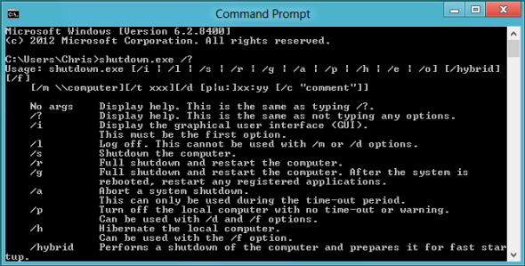 A Windows 8 parancssoros leállítási lehetőségei