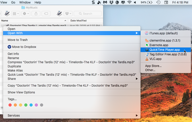 Nyisson meg egy hangfájlt a Mac számítógépen a QuickTime használatával