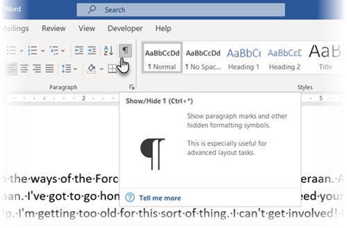 Gomb megjelenítése / elrejtése a Microsoft Word programban