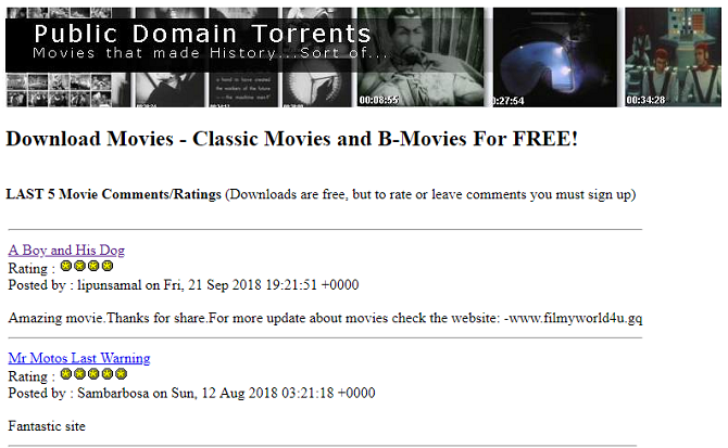 A legjobb nyilvános webhelyek filmekhez - Public Domain torrentek