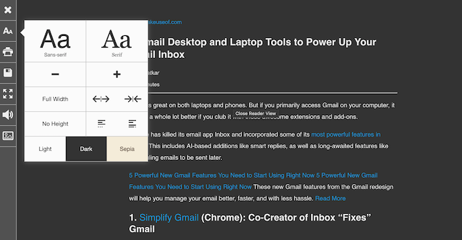 Reader View Chrome-bővítmény