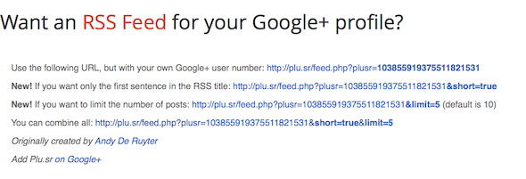 google pluss rss feed